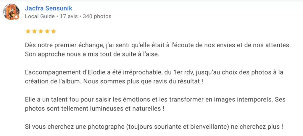 Avis client positif